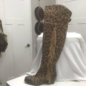 Lucky & Blessed Leopard Print Over the Knee Boots